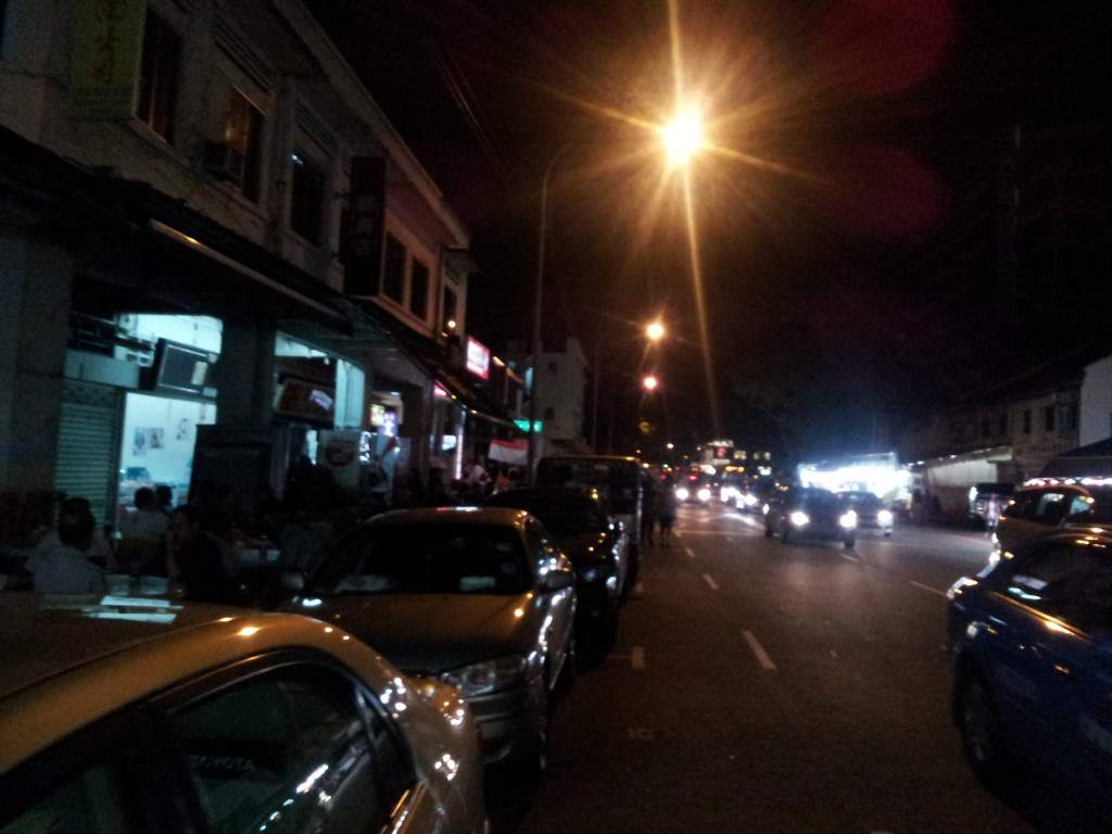 We had to walk on this road because the footpath was full of tables and chairs!